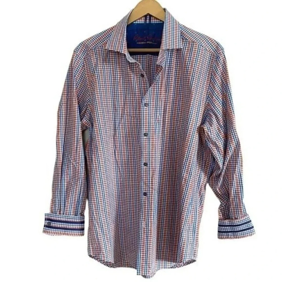 Robert Graham Modern American Blue and Orange Button Down - Picture 1 of 12